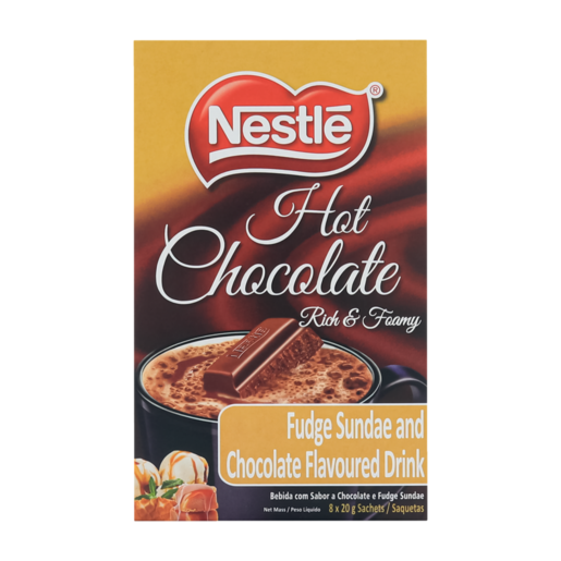 NESTLE HOT CHOCOLATE FUDGE SUNDAE AND CHOCOLATE 8X20G