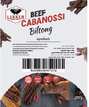 LEKKER BEEF BILTONG CABANOSSI 40G