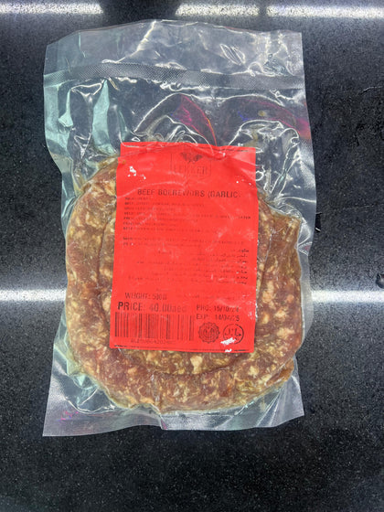 Lekker meat shop Beef Garlic Boerewors Per Pack 500g