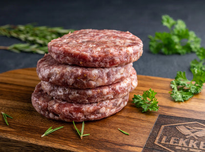 LEKKER MEAT SHOP LAMB BURGER PATTIES MILD 1KG