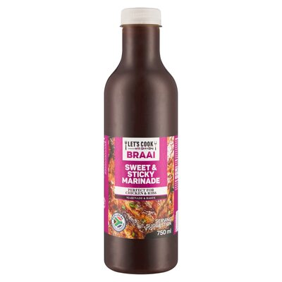 LET S COOK BRAAI SWEET & STICKY MARINADE 750ML