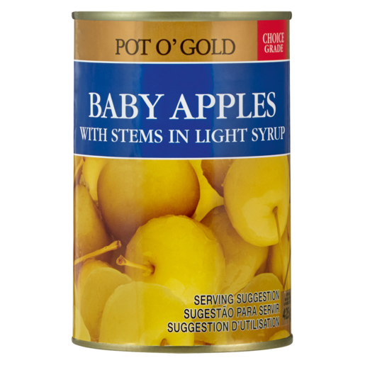 POT O'GOLD BABY APPLES WTH STEM IN LIGHT SYRP 425G
