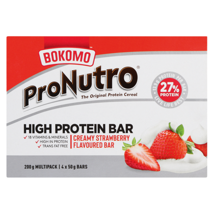 BOKOMO PRONUTRO PROTEIN BAR50GX4 STRAWBERRY CREAM