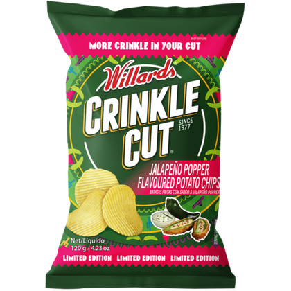 WILLARDS CRINKLE CUTS JALAPENO POPPER 120G LMTED EDTION