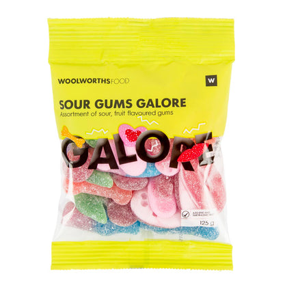 WOOLWORTHS SOUR GUMS GALORE 125G