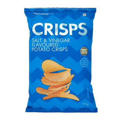 WOOLWORTHS POTATO CRISPS SALT & VINEGAR 125G