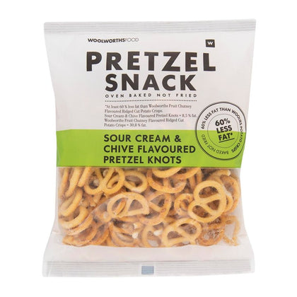 WOOLWORTHS SOUR/C & CHIVES PRETZ KNOTS 150G