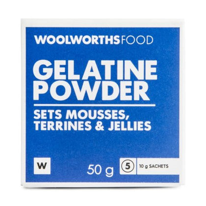WOOLWORTHS GELATINE POWDER 50G (5 X 10G SACHET)