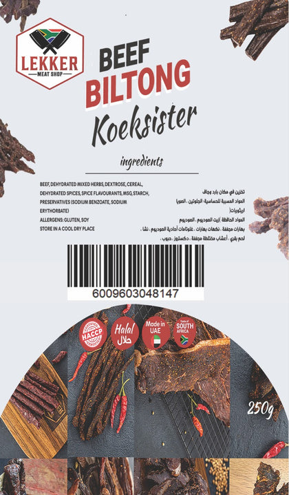 LEKKER BEEF BILTONG KOEKSISTER  250G