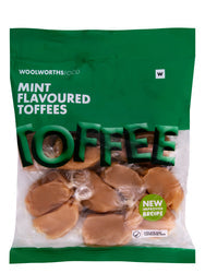 WOOLWORTHS MINT FLAVOUR TOFFEES 125G