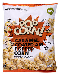 WOOLWORTHS CARAMEL COATED AIR POPPED 150G