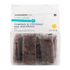 WOOLWORTHS CARB CLOVER ALMOND, COCOA & COCONUT BAR MULTIPACK 10X27G