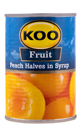 KOO CANNED FRUIT PEACH HALVES 410G
