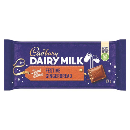 CADBURY DAIRY MILK 150G SLAB FESTIVE GINGERBREAD