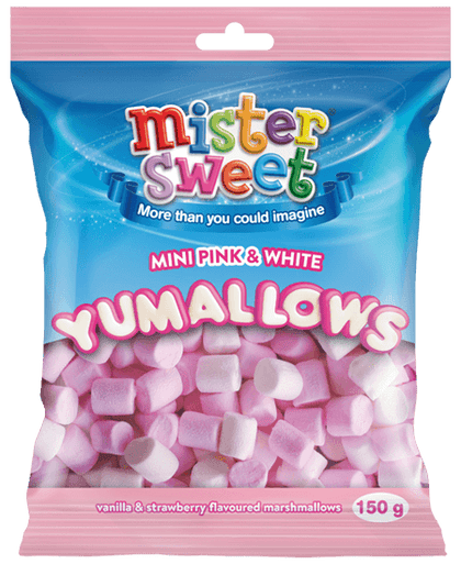 MISTER SWEETS MINI M/MALLOW 150G PINK & WHT